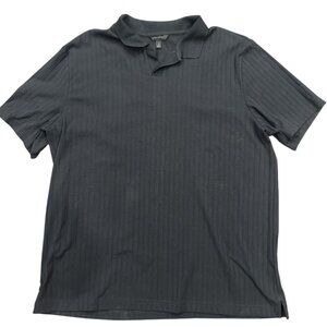 Banana Republic Black Ribbed Polo Shirt – Textured Collared – Men’s XL